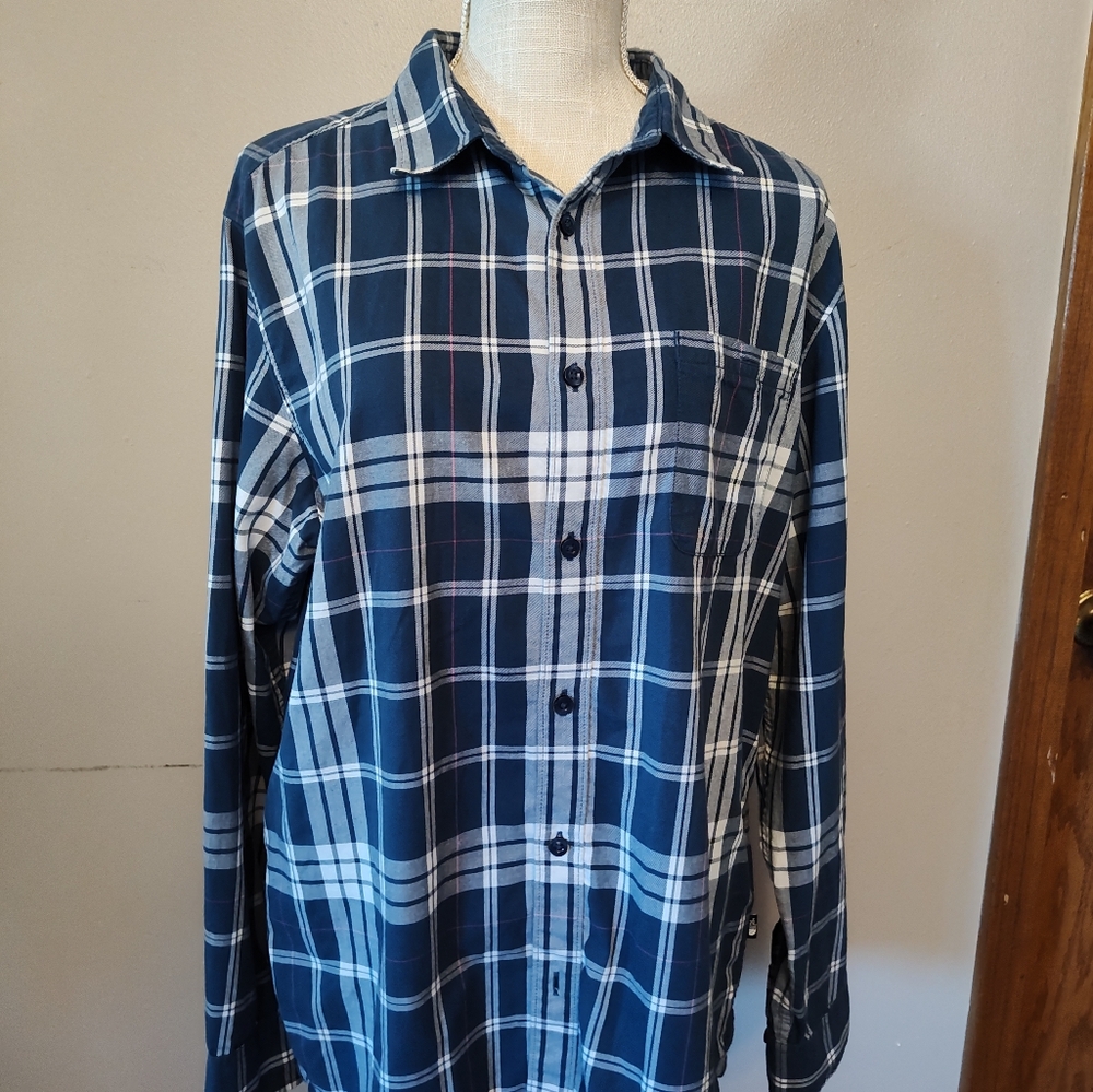 The North Face Blue Plaid Button Down Men's Shirt Size large